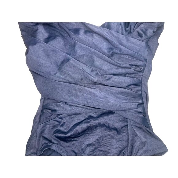 JCrew One Piece Swimsuit Womens 2 Black Halter Faux Wrap Tummy Control Classic - Picture 8 of 16